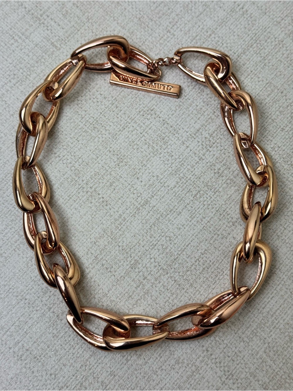 Vince Camuto Rose Gold Tone Chunky Link Necklace Toggle Clasp - Picture 2 of 7